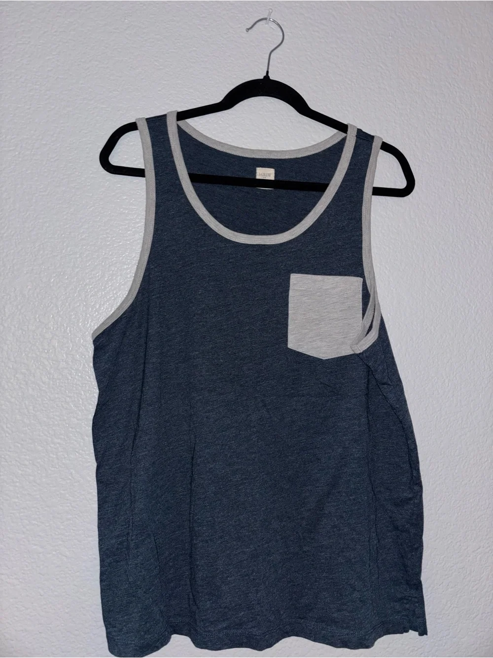 J. Crew Men’s Navy Tank Top with Light Gray Trim & Pocket